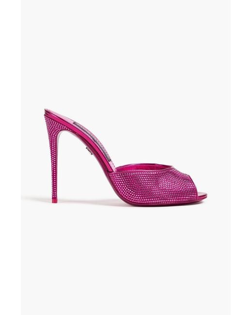 Dolce & Gabbana Pink Crystal-embellished Satin Mules