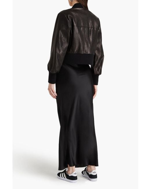 FRAME Black Column Silk-satin Maxi Skirt