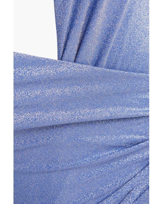 Zimmermann Blue Wrap-effect Metallic Stretch-jersey Swimsuit