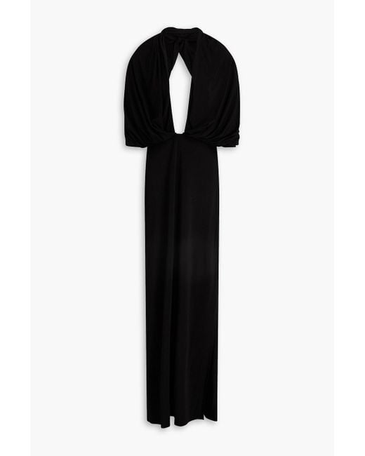 Magda Butrym Black Draped Jersey Maxi Dress