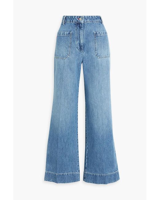 Victoria Beckham Blue Alina hoch sitzende jeans mit weitem bein