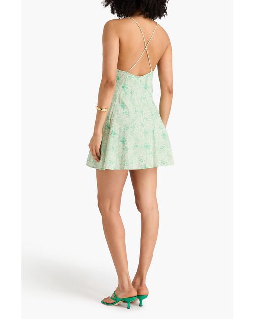 HANNAH Green Demi Printed Cotton Mini Dress