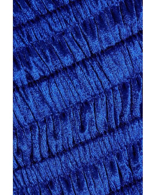 Area Blue Schulterfreies minikleid aus stretch-chenille mit raffung
