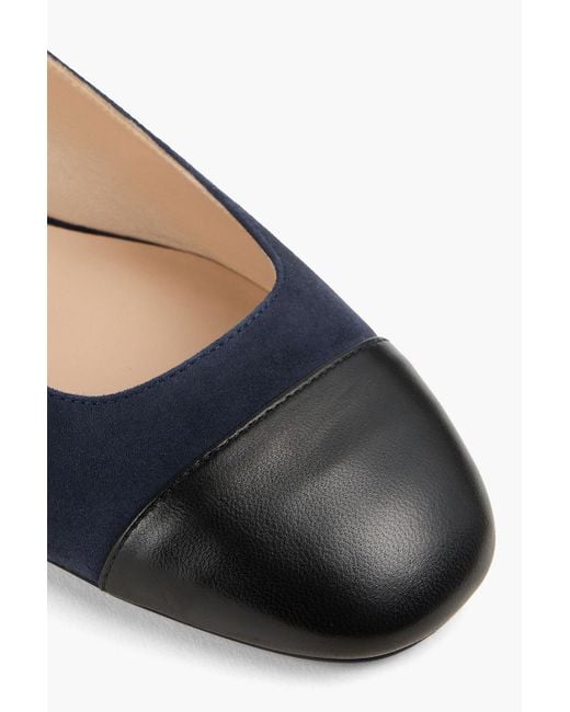 Stuart Weitzman Blue Eden Leather And Suede Ballet Flats