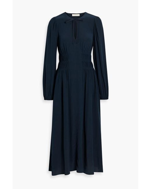 Ulla Johnson Blue Rouen midikleid aus crêpe de chine aus seide mit raffung
