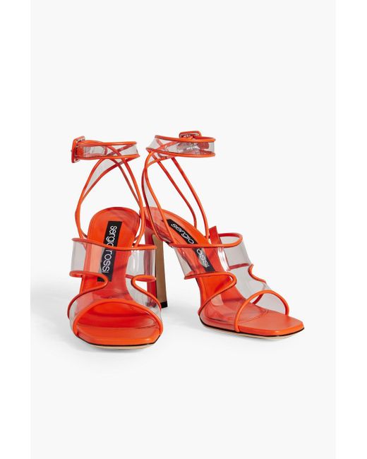 Sergio Rossi Red Sr Lunettes 100 Leather And Pvc Sandals