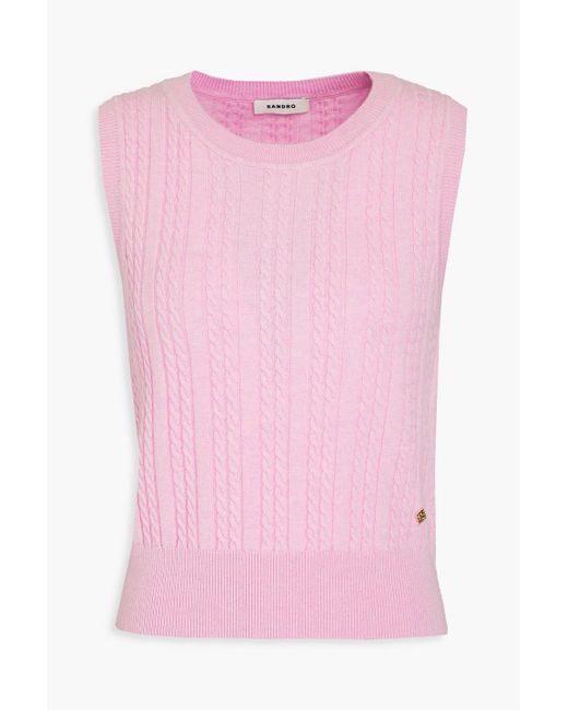 Sandro Pink Cable-knit Wool And Cashmere-blend Vest
