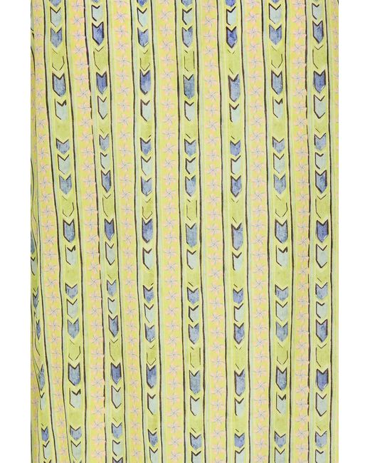 Saloni Yellow Josie Ruffled Printed Silk Top