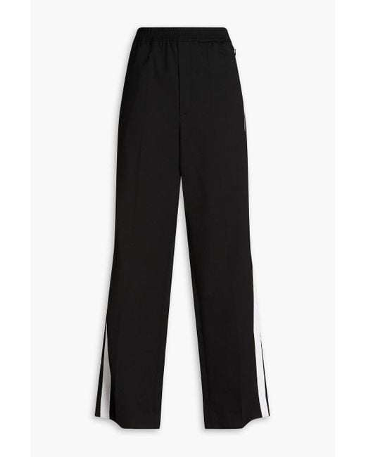 Sandro Black Grosgrain-trimmed Twill Wide-leg Pants