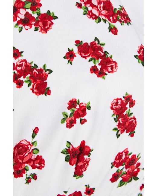 Magda Butrym Red Floral-print Bandeau Bikini Top