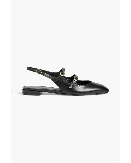 Stuart Weitzman Black Benni Leather Slingback Mary Jane Flats