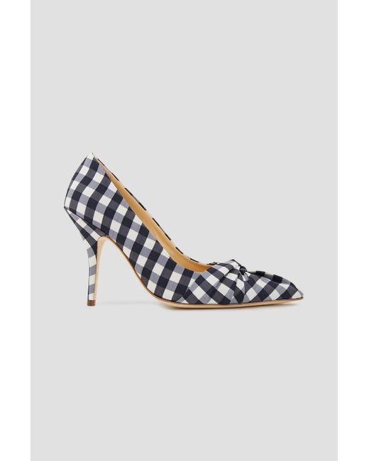 Maje White Knotted Gingham Woven Pumps