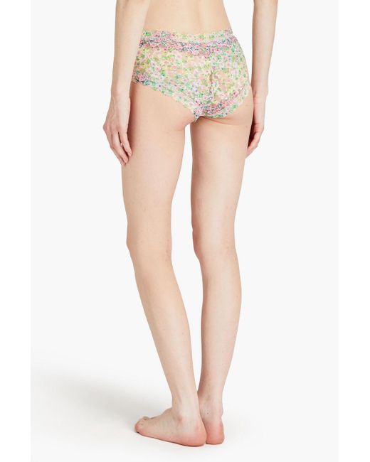 Hanky Panky Green Floral-print Stretch-lace Low-rise Briefs