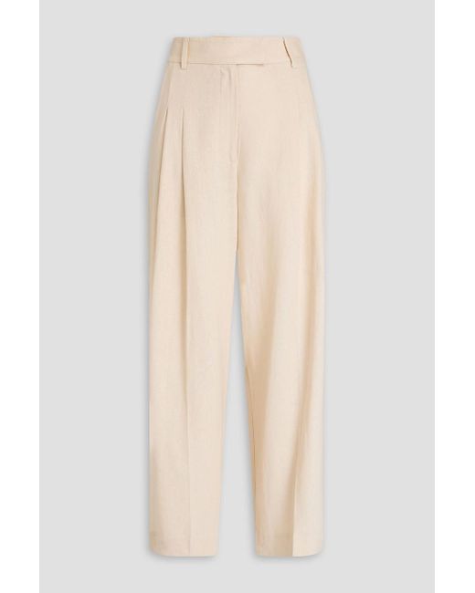 By Malene Birger Natural Cymbaria Pleated Linen-Blend Gauze Wide-Leg Pants