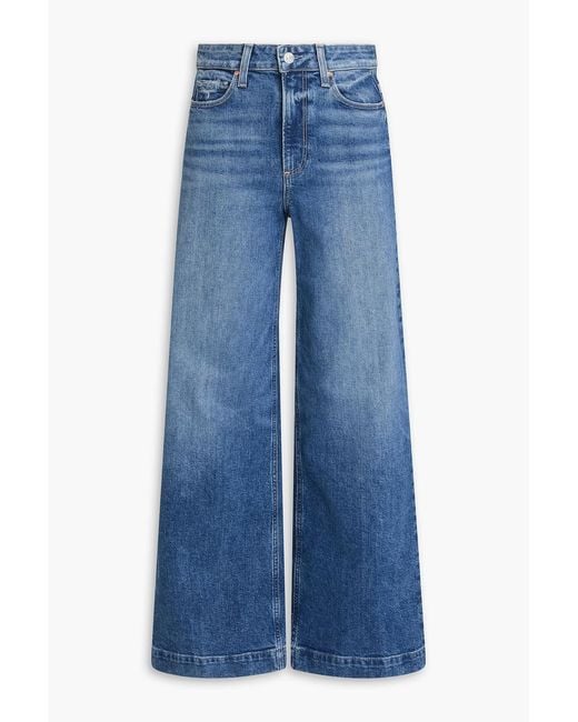 PAIGE Blue Harper Faded High-Rise Wide-Leg Jeans