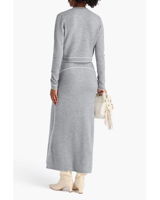 Sandro Blue Cropped Wool Cardigan