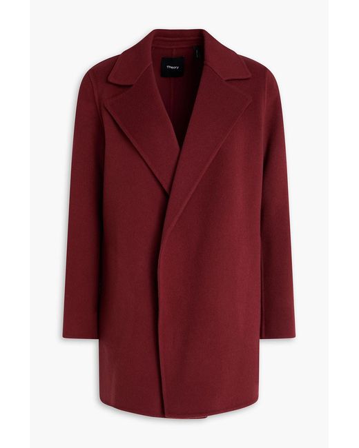 Theory Red Clairene Wool And Cashmere-blend Felt Coat