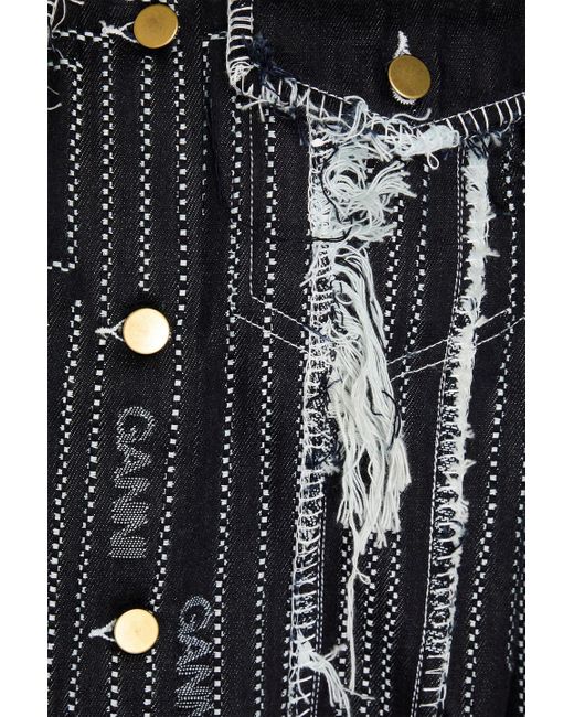Ganni Black Embroidered Denim Jacket