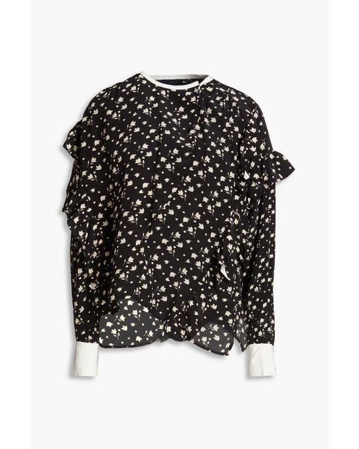 Isabel Marant Black Kacila Floral-print Silk Crepe De Chine Blouse