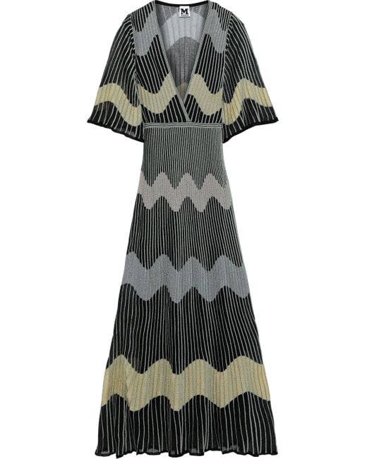 M Missoni Metallic Ribbed Crochet-knit Maxi Dress Black