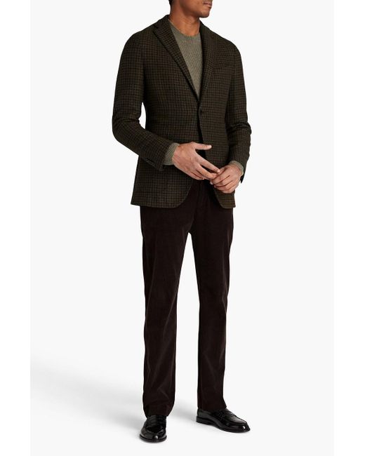 Boglioli Black Slim-fit Houndstooth Wool-blend Blazer for men
