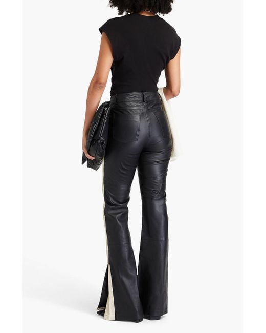 Deadwood Black Prance Two-tone Leather Flared Pants