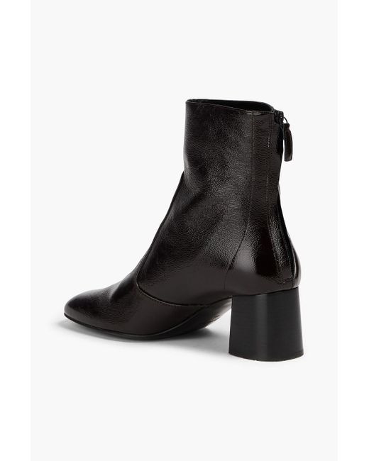 Sandro Black Textured Patent-leather Ankle Boots
