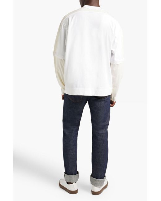 Jacquemus White Layered Flocked Cotton-jersey T-shirt for men