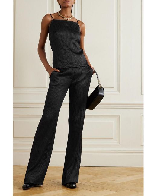 Joseph Black Morissey Crinkled-Satin Straight-Leg Pants