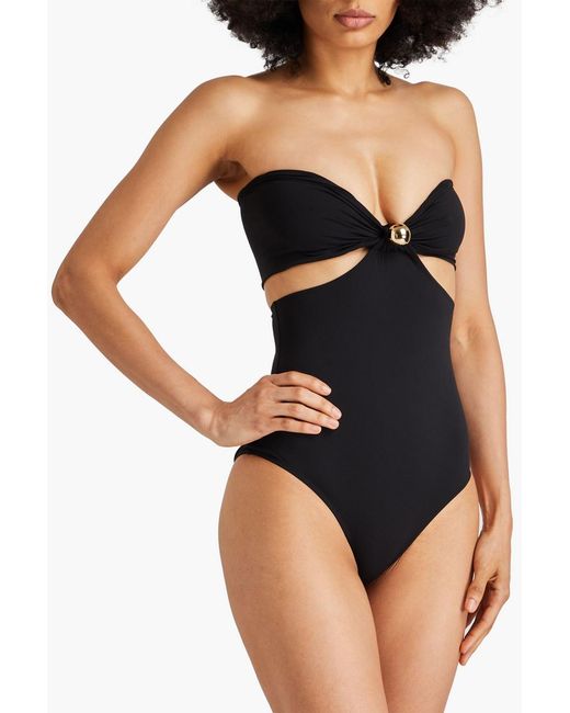 Dodo Bar Or Black Shakira Embellished Cutout Bandeau Swimsuit