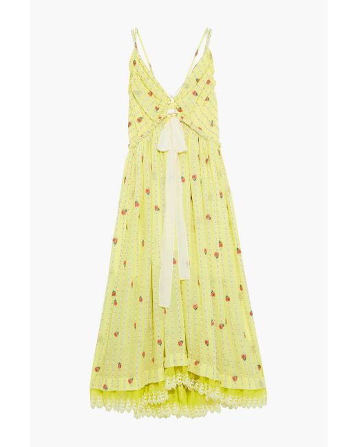 Chloé Yellow Bow-detailed Fil Coupé Silk-blend Jacquard Maxi Dress