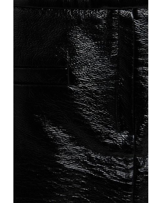 Courreges Black Crinkled Cotton-Blend Vinyl Mini Skirt