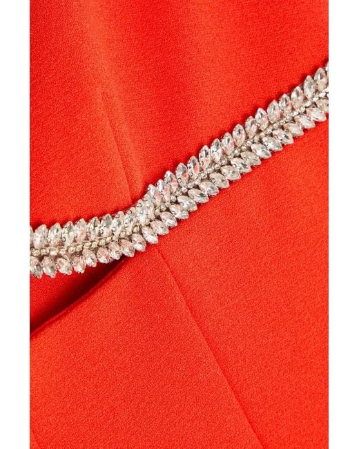 Rachel Gilbert Red Kyra Crystal-embellished Crepe Gown