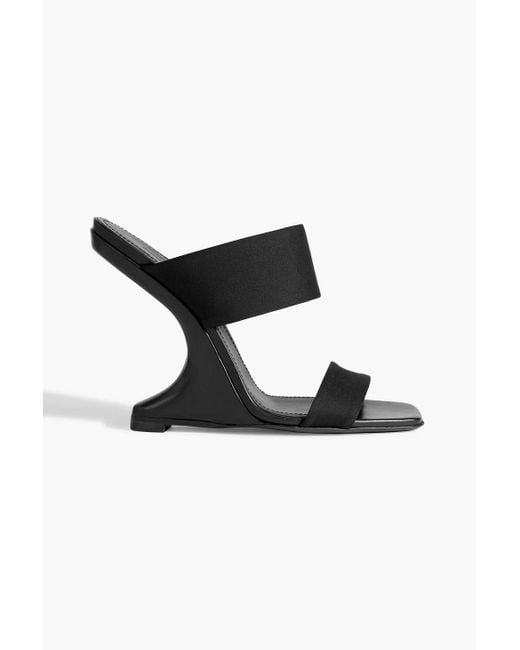 Rick Owens Black Cantilever 11 Jersey And Leather Wedge Mules
