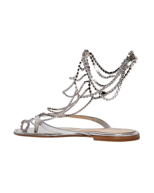 Gianvito Rossi White Nadja Crystal-embellished Mirrored-leather Sandals