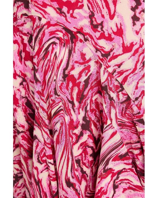 Isabel Marant Red Teyana Ruffled Printed Silk Crepe De Chine Mini Skirt