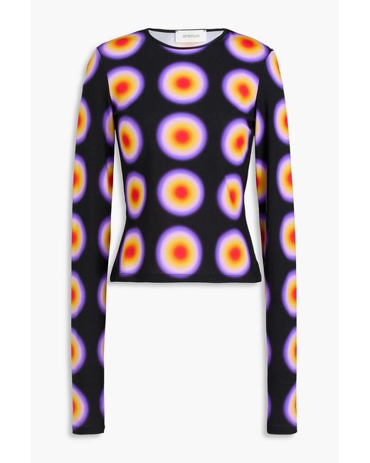Sportmax Blue Ennio Printed Stretch-jersey Top