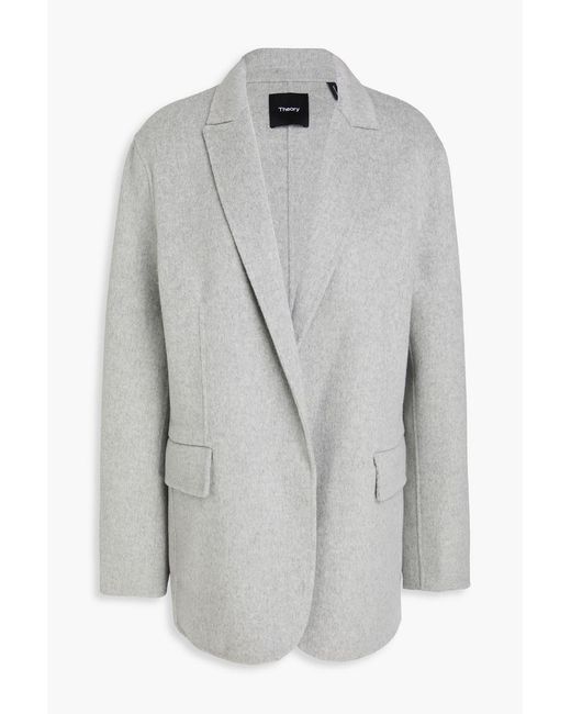 Theory Gray Brushed Wool And Cashmere-blend Felt Blazer
