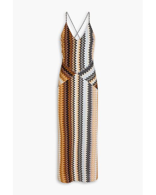 Missoni Brown Metallic Knitted Midi Dress
