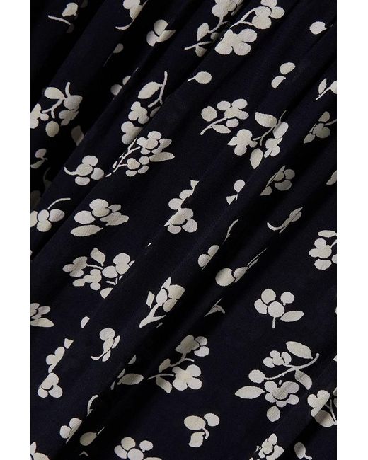 Rixo Blue Mali Floral-print Crepe De Chine Midi Dress