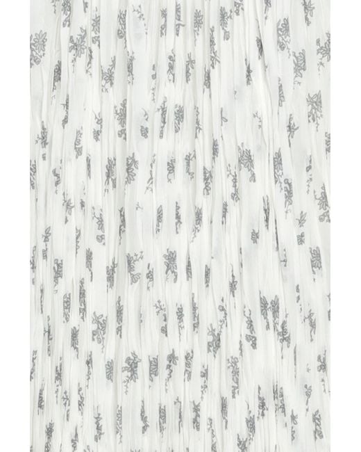 Chloé White Open-back Printed Plissé Silk-chiffon And Crepe Maxi Dress