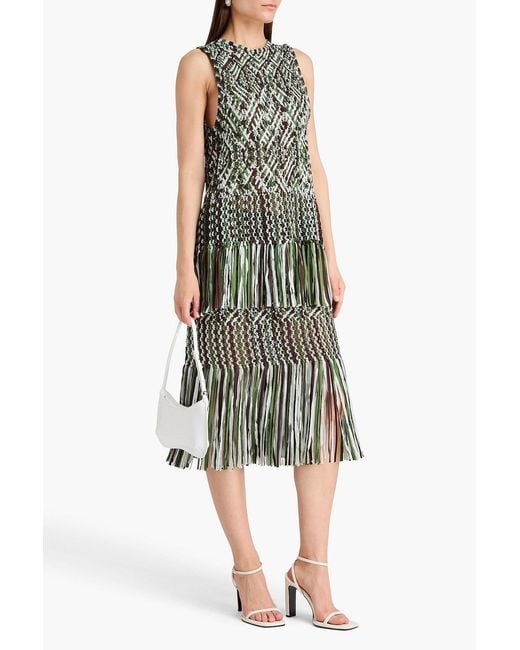 Wales Bonner Green Java Fringed Macramé Top