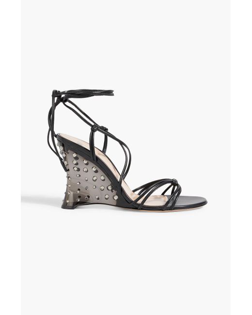 Gianvito Rossi Black Nebula Crystal-embellished Leather And Pvc Wedge Sandals