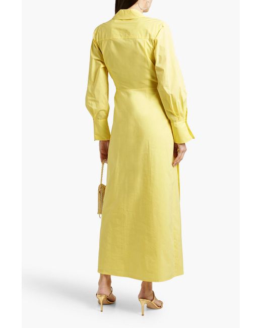 Jonathan Simkhai Yellow Briar Wrap-Effect Cotton-Blend Poplin Maxi Shirt Dress