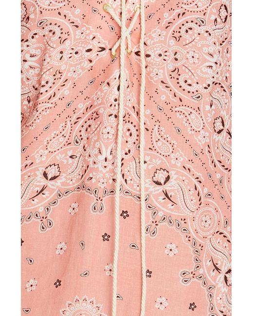 Zimmermann Pink Paisley-print Linen Maxi Dress