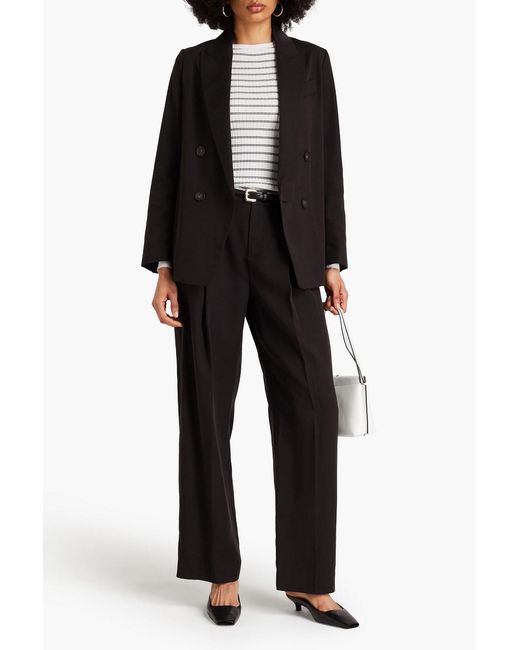 Vince Black Double-breasted Tm-blend Twill Blazer