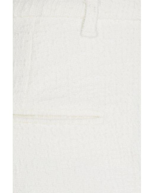 Rebecca Vallance White Claire Bouclé-tweed Flared Pants