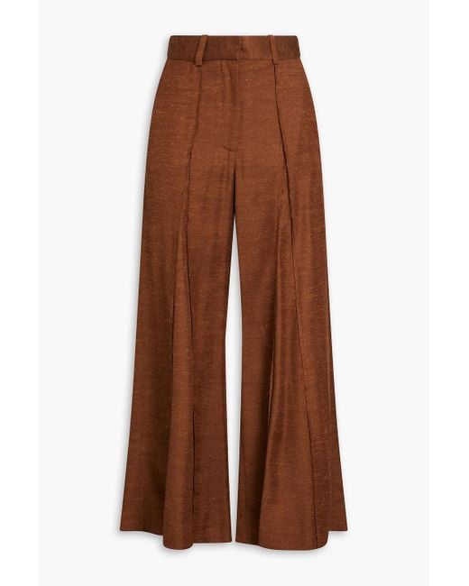 By Malene Birger Brown Puglia Slub Twill Wide-leg Pants