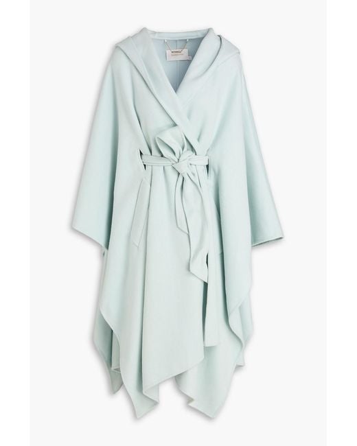 Zimmermann Blue Wool-Blend Felt Hooded Cape
