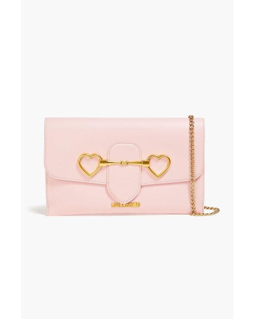 Love Moschino Pink Embellished Faux Leather Shoulder Bag